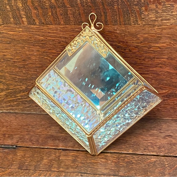 Vintage Glass And Gold Mirrored Pocket Wall Hanging Cottage Core Ornate - Picture 1 of 11
